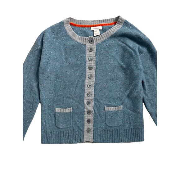 Sundance Women’s 100% Merino Wool Sweater Blue Gray Woven Button Front Size S - Picture 2 of 6